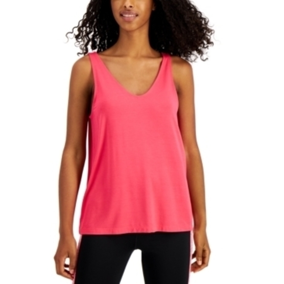 Ideology Women's Pink V-Neck Tank Top - XL - Workout Clothes - Picture 1 of 2